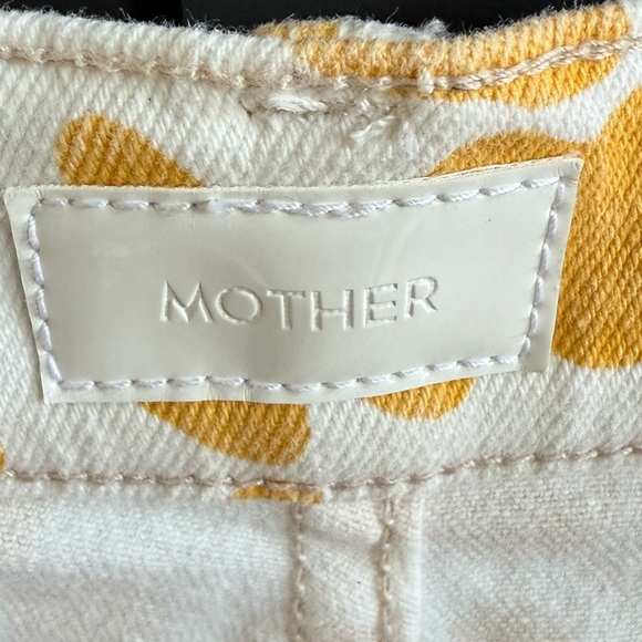 MOTHER the curbside leopard heel Yellow Floral Leopard Print Fray Hem Jeans •27 - Picture 10 of 16